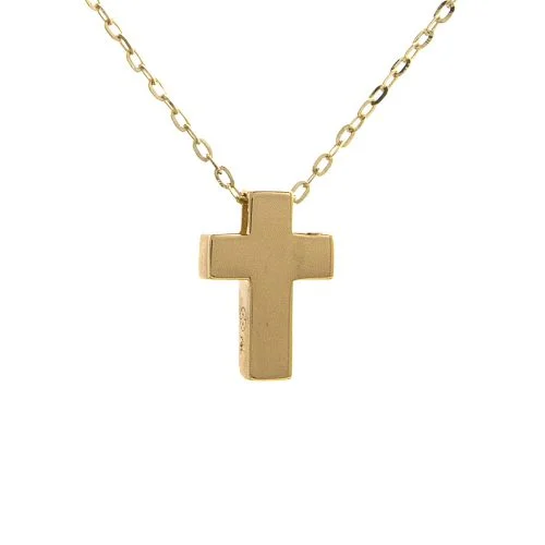 bold gothic vampire ring 14K Yellow Gold Cross Necklace