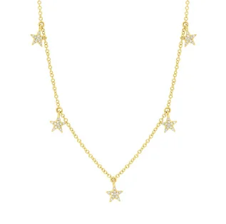 cubic zirconia eternity necklace 14K Yellow Gold Dangling Diamond Star Necklace