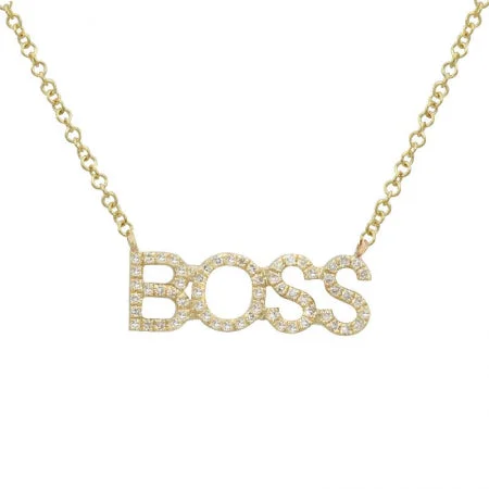 chunky statement cuff bracelet 14K Yellow Gold Diamond "BOSS" Necklace