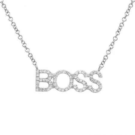 gemstone teardrop earrings 14K White Gold Diamond "BOSS" Necklace