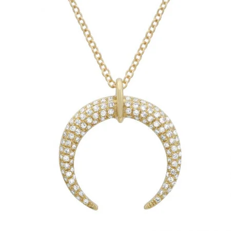 simple crescent moon ring 14K Yellow Gold Diamond Crescent Moon Necklace