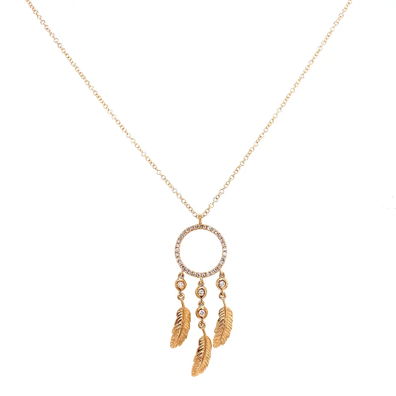 celestial galaxy planet necklace 14K Yellow Gold Diamond Dream Catcher Necklace