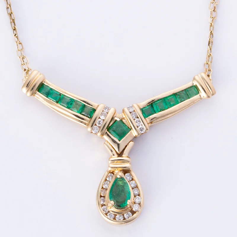petite diamond promise ring 14k Yellow Gold Diamond Emerald Necklace | 0.15ctw, 0.75ctw | 16.5"