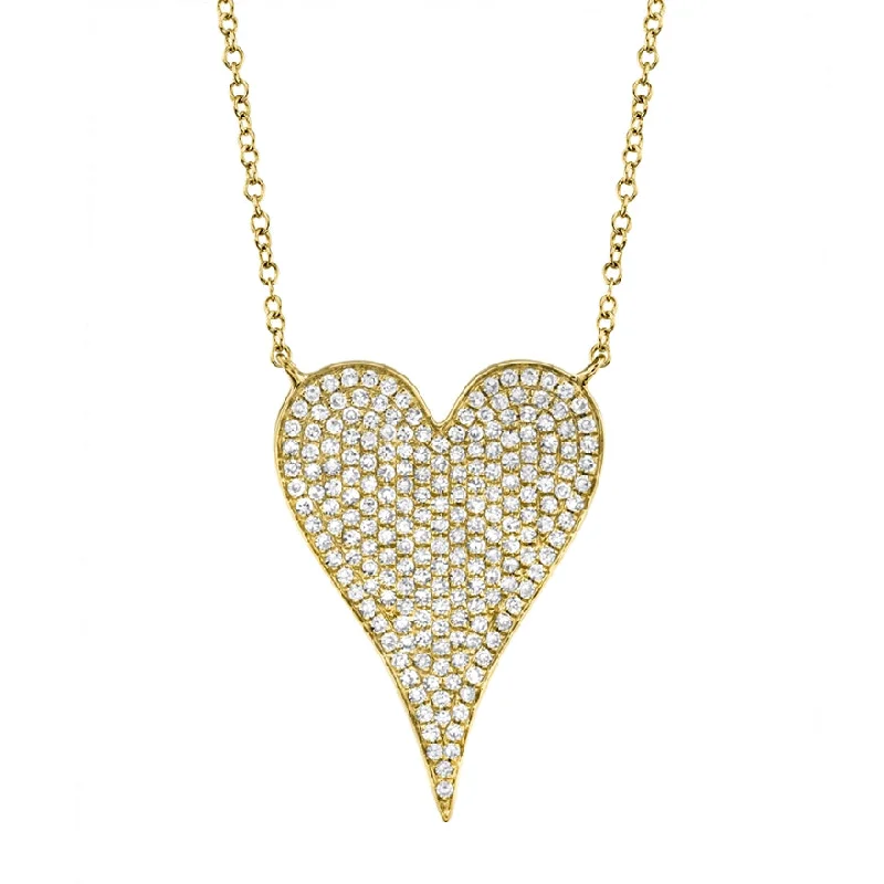 minimalist chain anklet gold 14K Yellow Gold Diamond Heart Necklace (Large)