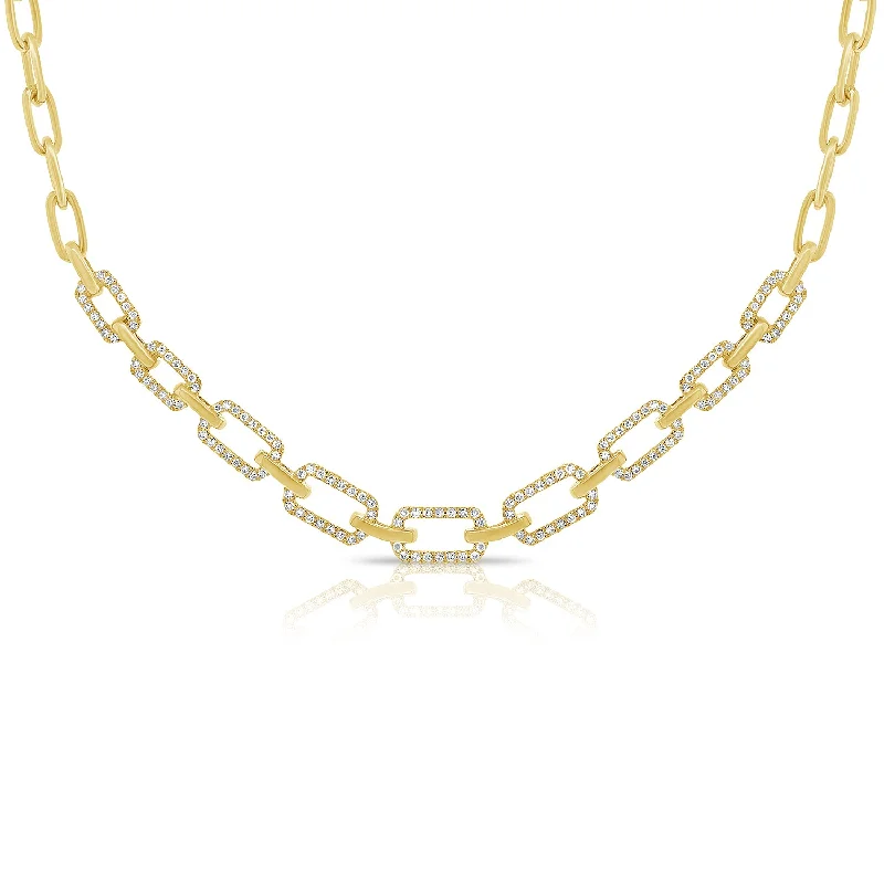 raw crystal cuff bracelet 14K Yellow Gold Diamond Link Necklace