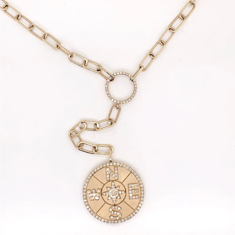real peridot gemstone ring 14K Yellow Gold Diamond Open Link Compass Necklace