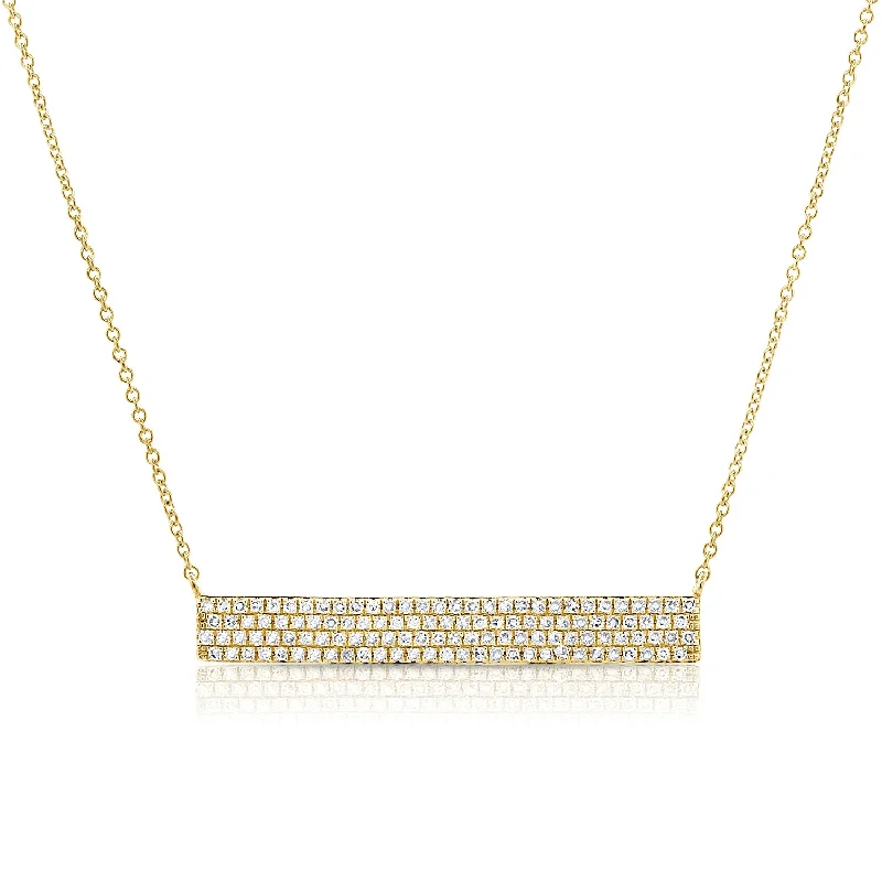 vintage art deco bracelet 14K Yellow Gold Diamond Pave Bar Necklace