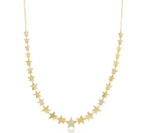 vintage rose gold cameo pendant 14K Yellow Gold Diamond Pave Star Necklace