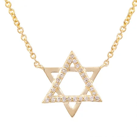 personalized couples necklace gold 14K Yellow Gold Diamond Star of David Necklace