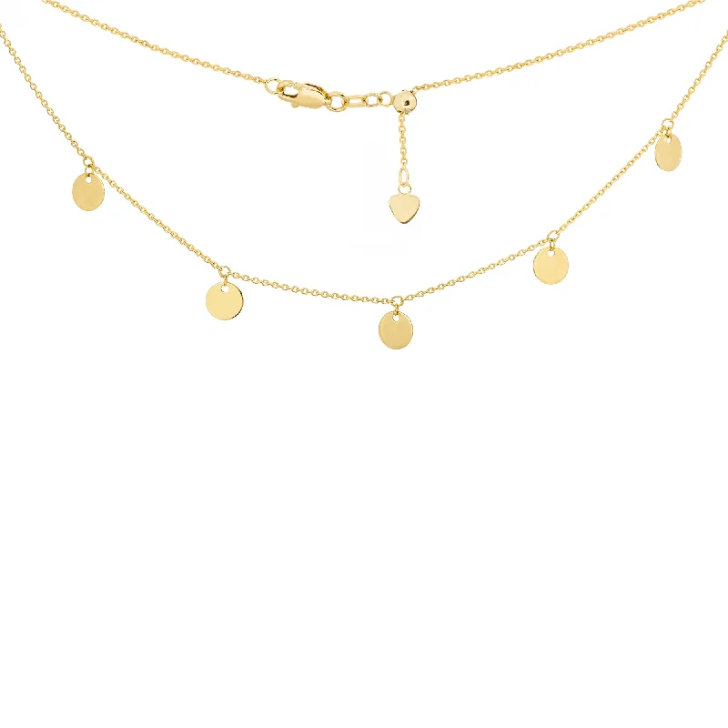dainty butterfly pendant necklace 14K Yellow Gold Disc Choker Necklace