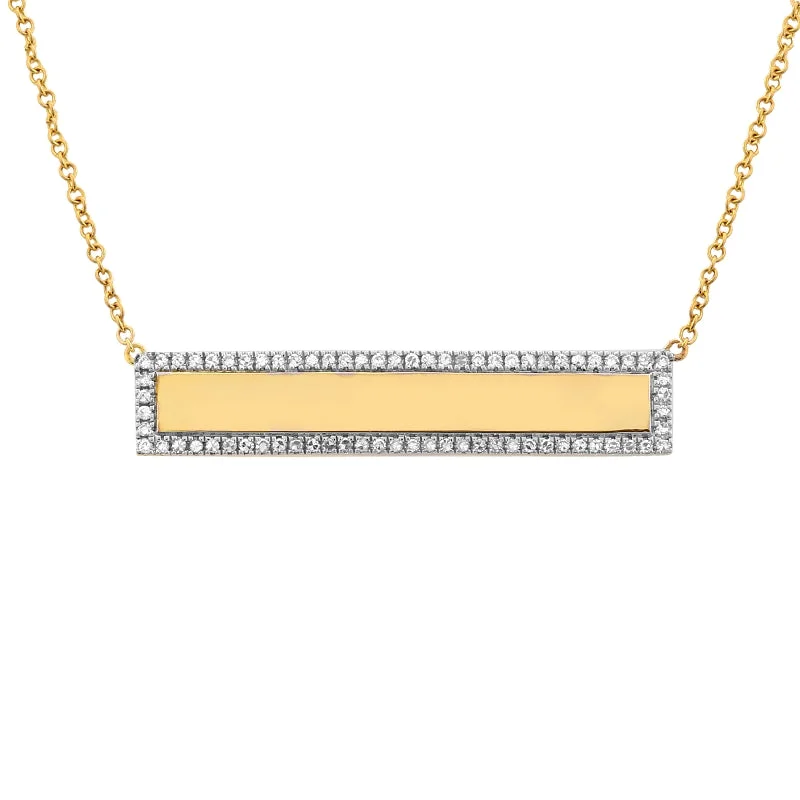 customized infinity bracelet 14K Yellow Gold Engravable Diamond Bar Necklace