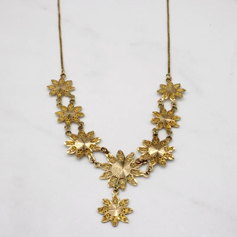 celestial sun and moon pendant 14k Yellow Gold Flower Pendant Necklace | 17" |