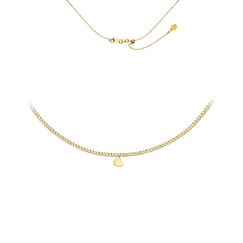 vintage crystal chandelier earrings 14K Yellow Gold Heart Adjustable Curb Link Choker vintage crystal chandelier earrings 14K Yellow Gold Heart Adjustable Curb Link Choker