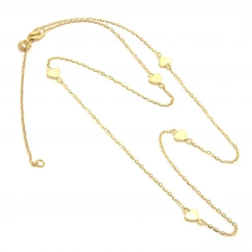 handmade copper wire ring 14K Yellow Gold Heart Station Necklace