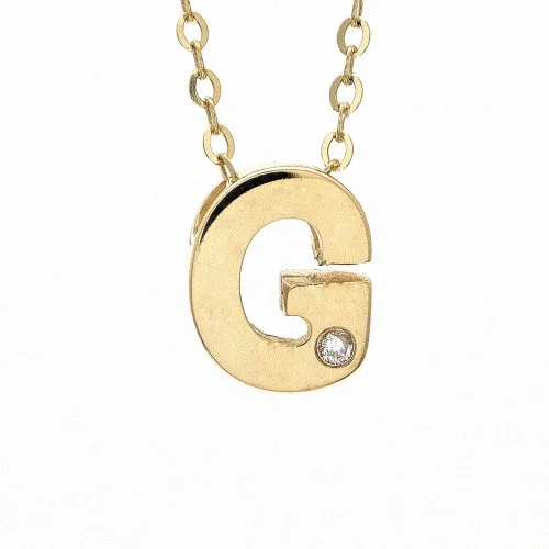 chunky gemstone cuff bracelet 14K Yellow Gold Initial "G" With Diamond Necklace