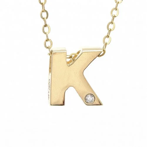 sterling silver arrow ring 14K Yellow Gold Initial "K" With Diamond Necklace