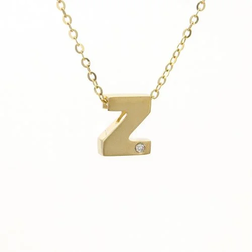 celestial orbit ring set 14K Yellow Gold Initial "Z" With Diamond Necklace