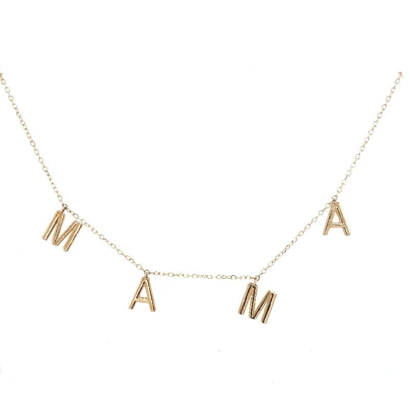 elegant marquise diamond ring 14K Yellow Gold Mama Dangle Necklace