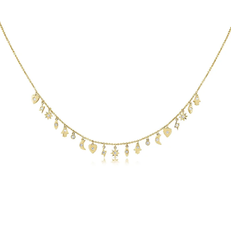 simple turquoise stud earrings 14K Yellow Gold Mini Diamond Charm Necklace
