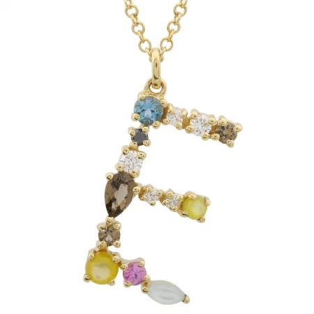 sterling silver dragonfly pendant 14K Yellow Gold Multi Color Stones Initial Necklace sterling silver dragonfly pendant 14K Yellow Gold Multi Color Stones Initial Necklace