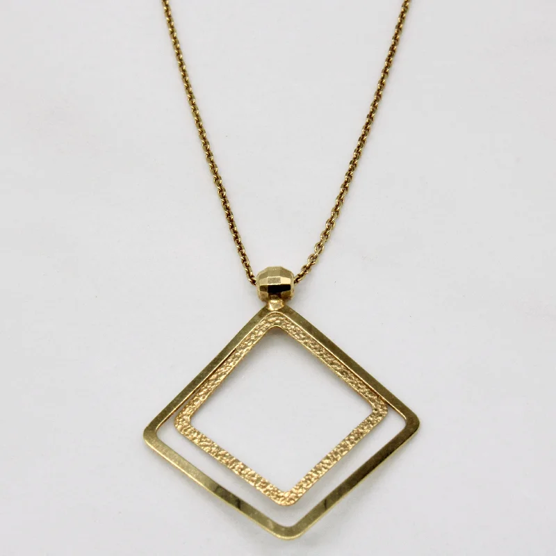celestial galaxy planet earrings 14k Yellow Gold Square Pendant Necklace | 17" |