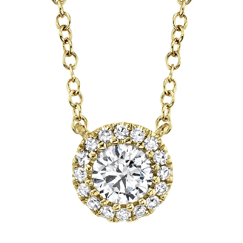 dainty pearl and diamond ring 14K Yellow Gold Round Brilliant Diamond Necklace