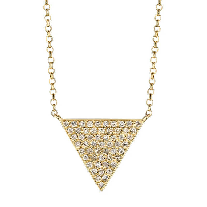 simple crystal pendant necklace 14K Yellow Gold Triangle Necklace