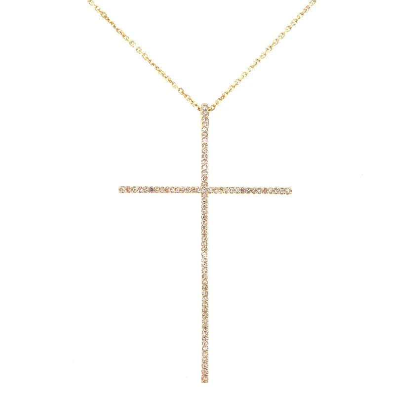 layered pearl choker necklace 14K Yellow Gold Extra Large Diamond Cross Necklace