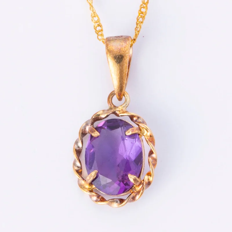 geometric diamond earrings gold 18k Yellow Gold Amethyst Necklace | 0.85ct | 15"
