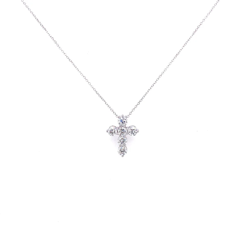 personalized hand-stamped bar ring 18K White Gold Diamond Cross Necklace