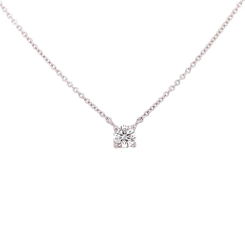 dainty cherry blossom ring 18K White Gold Diamond Solitaire Pendant