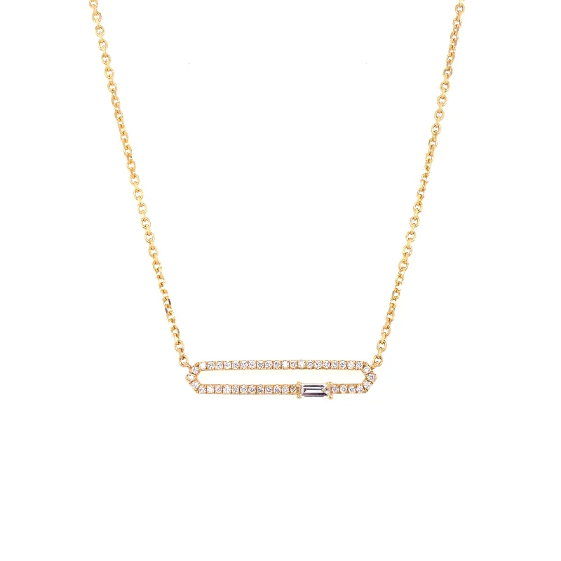black and gold wedding band 18K Yellow Gold Diamond Open Bar Adjustable Necklace
