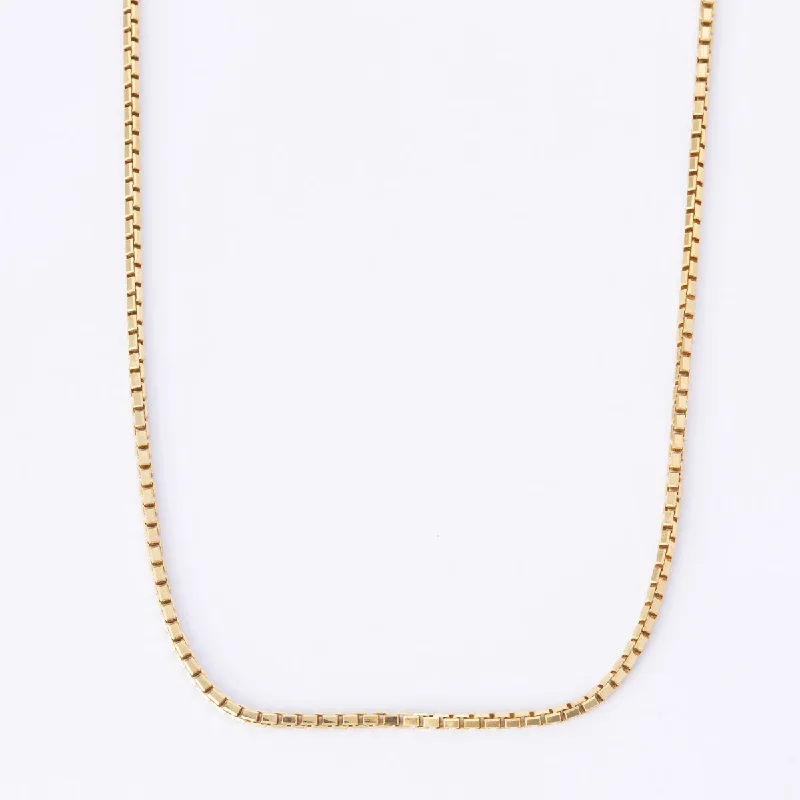 simple sapphire wedding band 18k Yellow Gold Box Link Chain | 15"