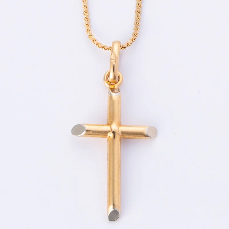 adjustable braided rope ring 18k Yellow Gold Cross Pendant Necklace | 17"