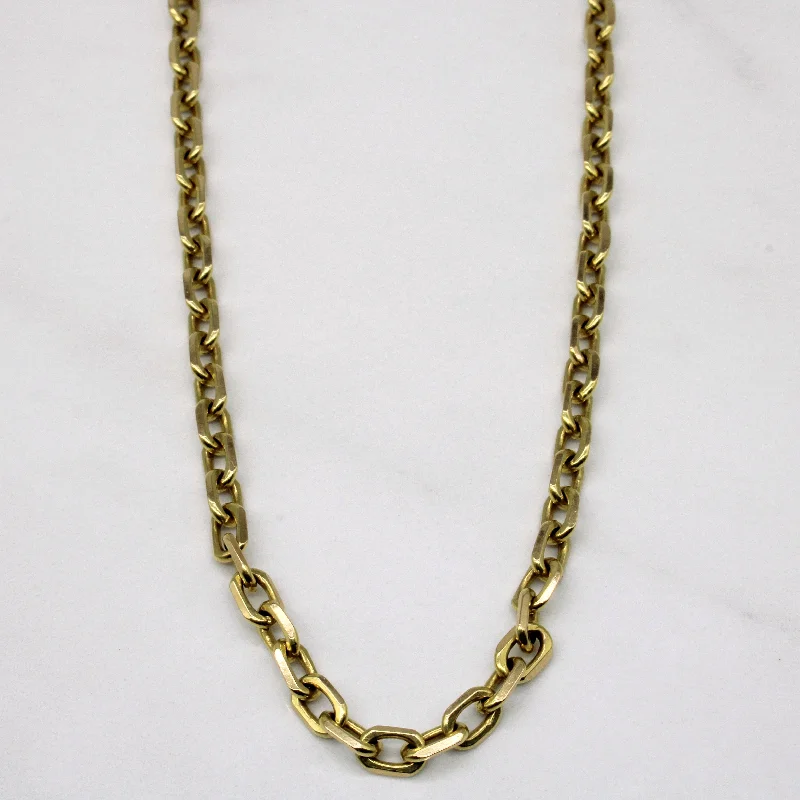 men’s leather and silver bracelet 18k Yellow Gold Rectangle Link Chain | 24" |