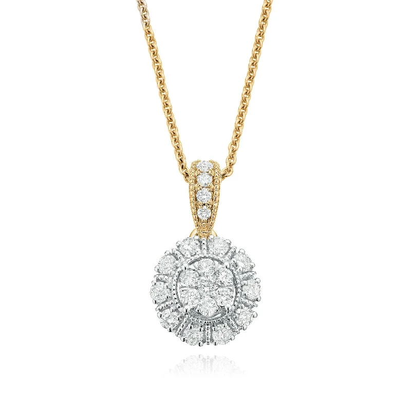 silver-plated bar necklace London 9ct Two Tone Gold Round Cut 0.40 Carat tw Diamond Pendant