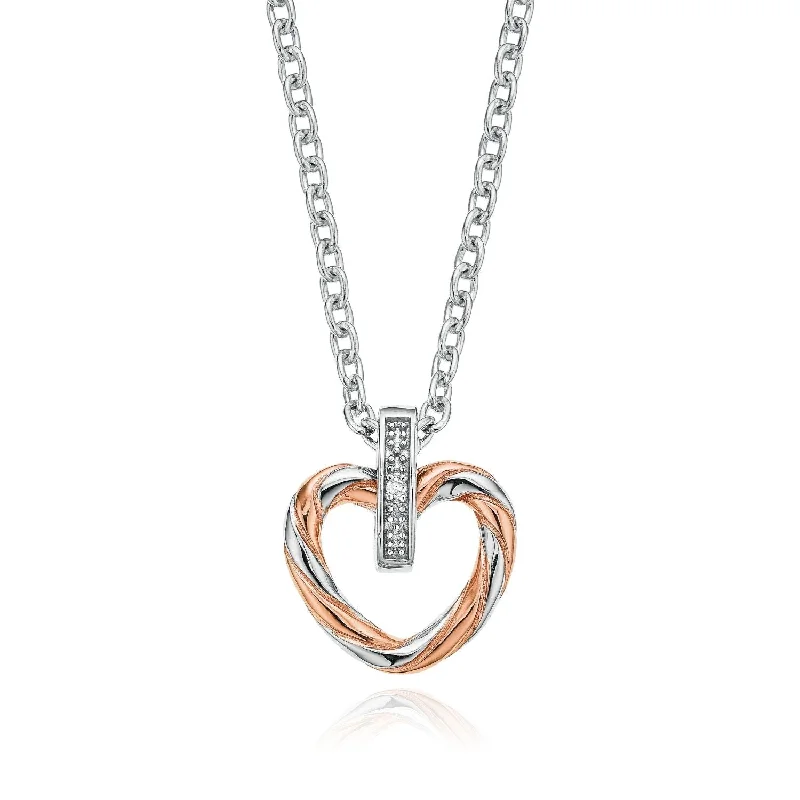 vintage-style floral brooch Stainless Steel Diaset Heart Pendant