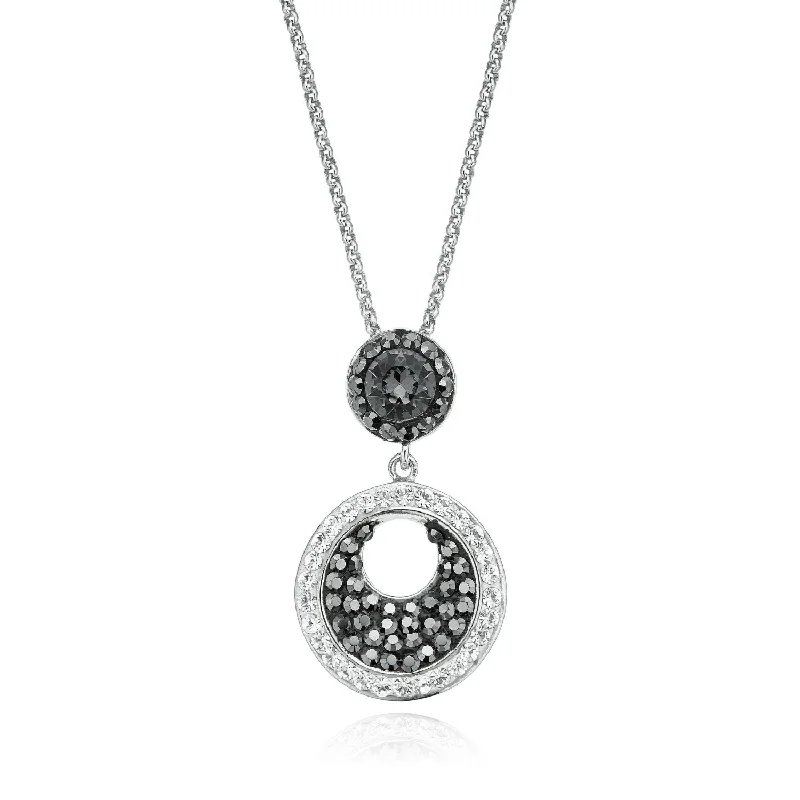 elegant marquise diamond ring Sterling Silver Round Black & White Crystal Pendant