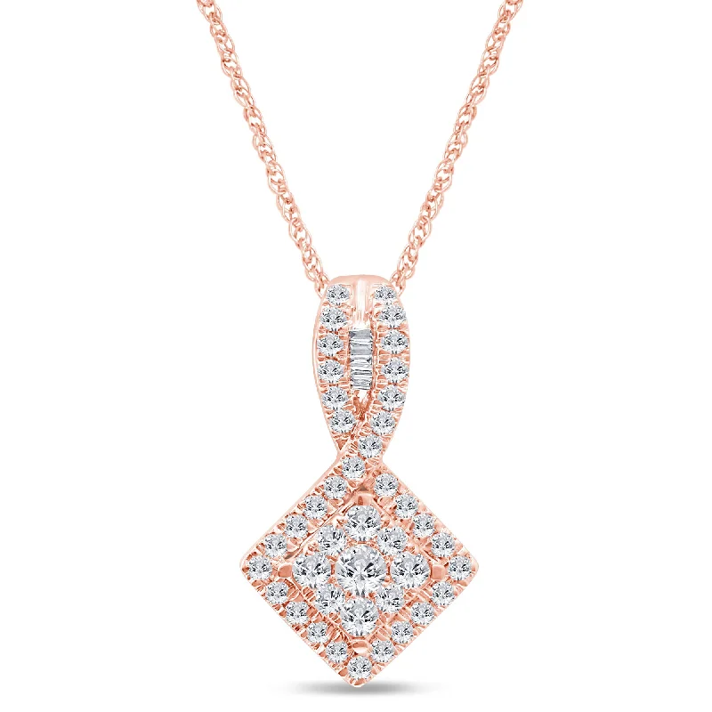 silver wedding band with engraving 14ct Rose Gold Round Cut 0.38 Diamond Pendant