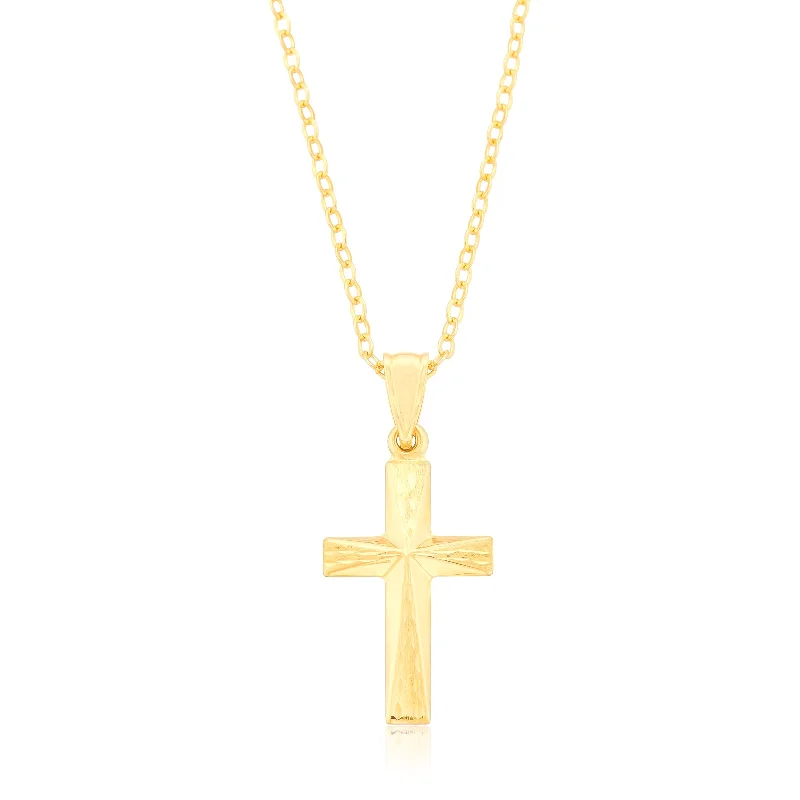 dainty gold anchor bracelet 9ct Yellow Gold Cross Pendant
