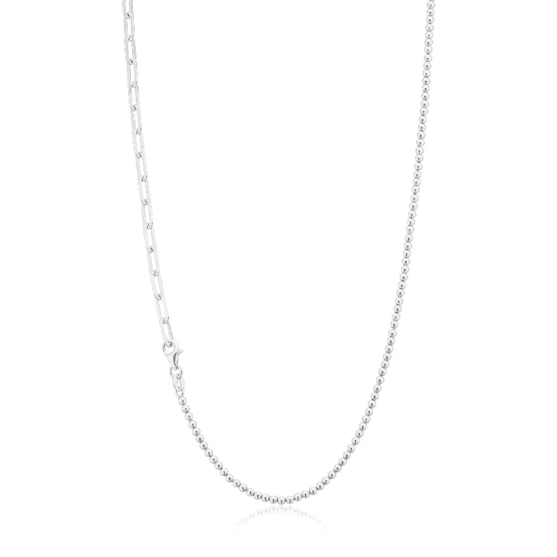 adjustable charm necklace Sterling Silver 45cm Ball Long Curb Necklace