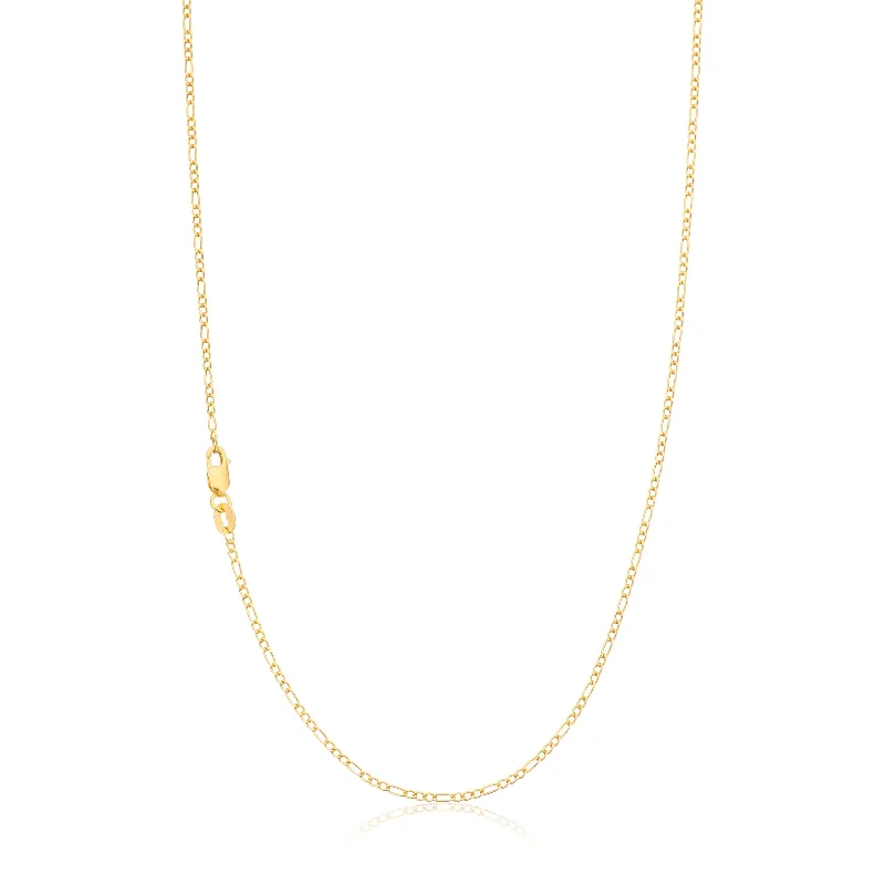 handmade gemstone anklet boho 9ct Yellow Gold Silver Filled 50cm 1:3 Figaro Chain