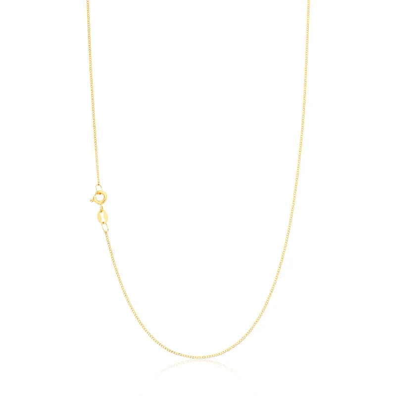 minimalist sapphire drop necklace 9ct Yellow Gold 55cm 30 Gauge Diacut Curb Chain