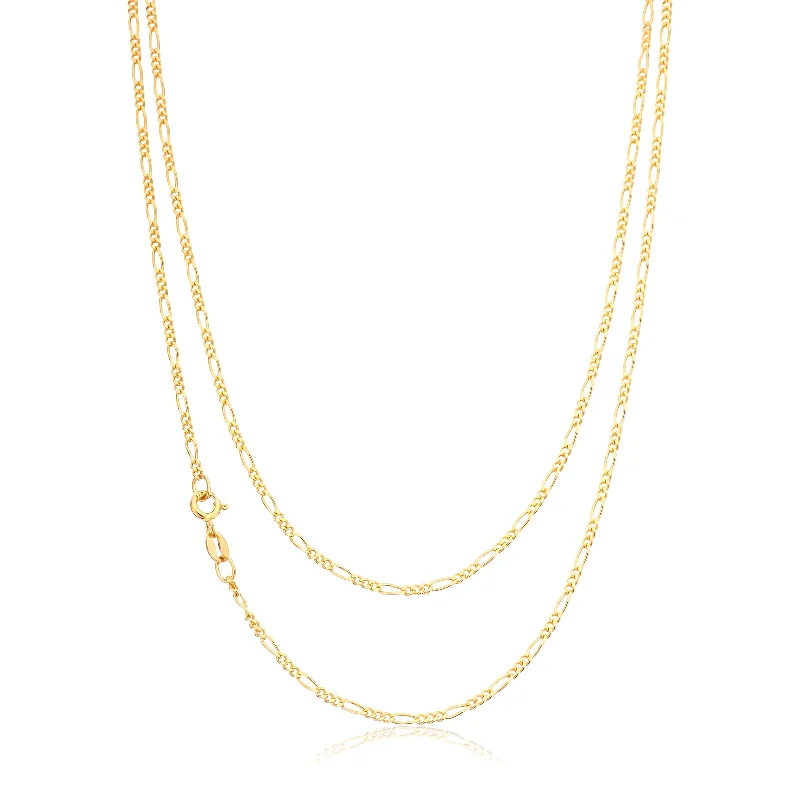 dainty lotus flower ring 9ct Yellow Gold 60cm 50 Gauge 1:3 Figaro Chain