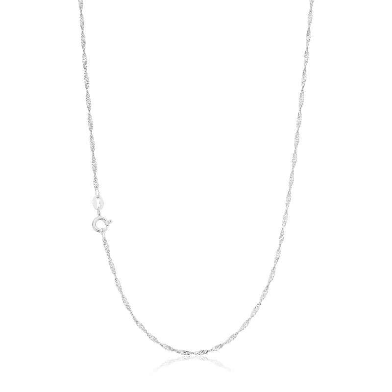 double-layered choker necklace 9ct White Gold 45cm 30 Gauge Singapore Chain