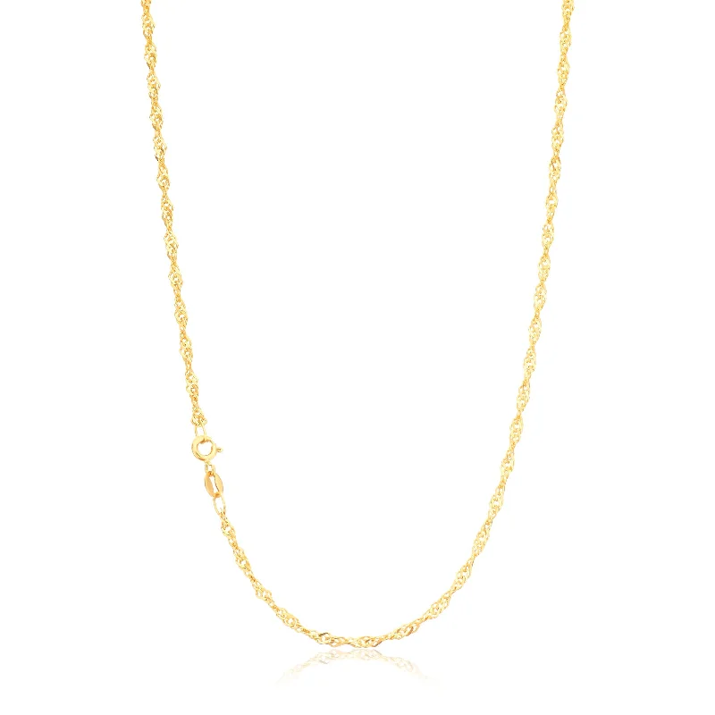 minimal diamond bar necklace 9ct Yellow Gold 40cm 40 Gauge Singapore Chain
