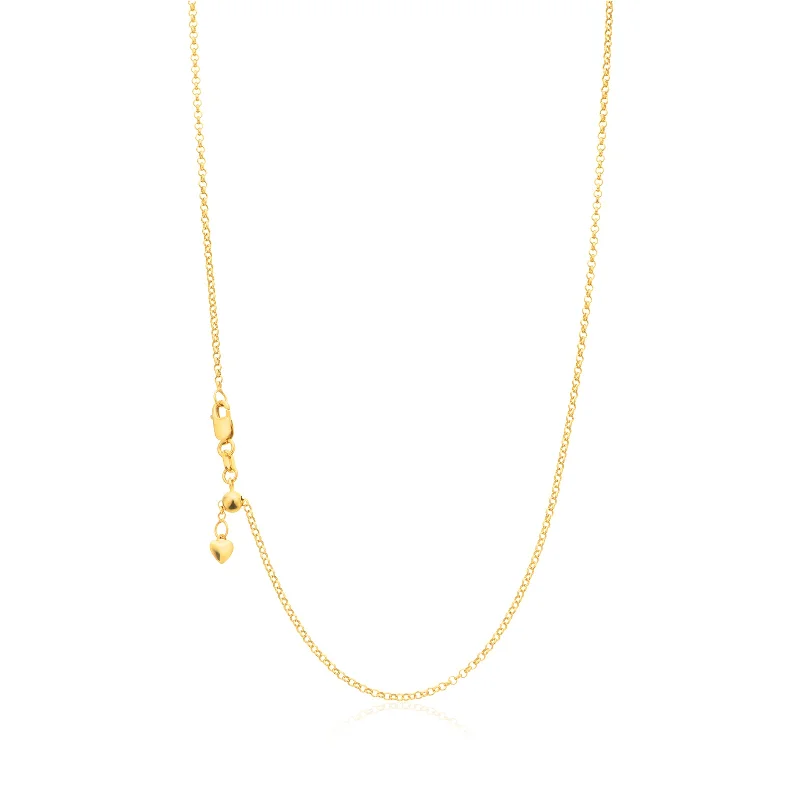 bohemian anklet with shells 9ct Yellow Gold 40-45cm Round Belcher Slider Chain