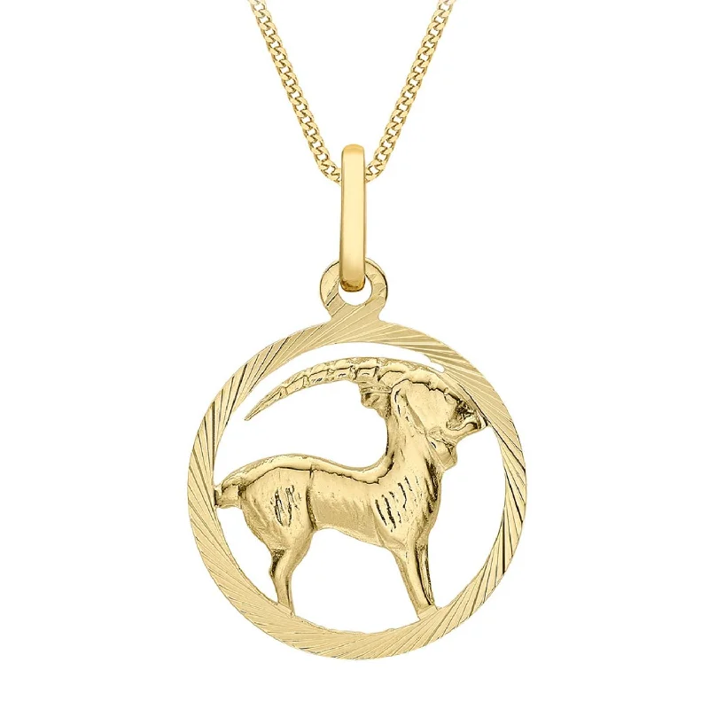 dainty gemstone choker necklace 9ct Yellow Gold Capricorn Zodiac Pendant