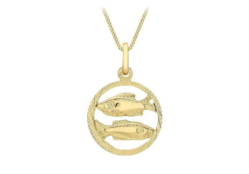 classic diamond hoop earrings 9ct Yellow Gold Pisces Zodiac Pendant