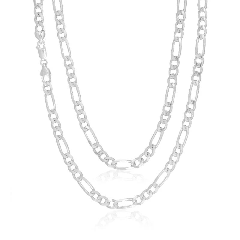vintage diamond pendant necklace Sterling Silver 55cm 1:3 Figaro 150 Gauge Chain